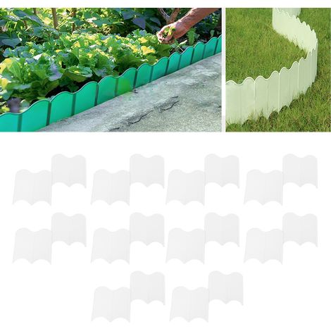 Petits panneaux de clôture modulaires pour l'aménagement paysager et le jardinage barrières en gazon et en pierre caillebotis en plastique blanc pour potagers et parterres de fleurs. (1/5)