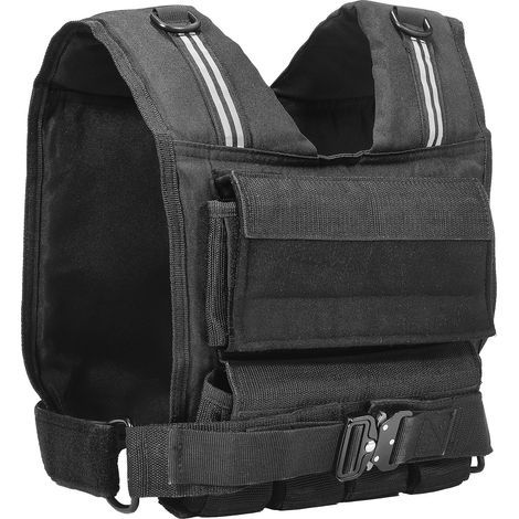 Gilet de musculation lesté réglable 35lb, poids en fer, épaules rembourrées, bande réfléchissante, pour homme et femme, entraînement de force et course. (1/5)