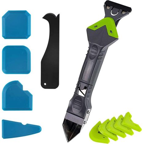 5 en 1 Lisseur Joint Silicone, NouvMise à Niveau grattoir d'angle de Colle de Verre de calfeutrage, grattoir de coulis d'outil de Finition de Mastic de Silicone (1/5)