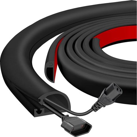 Cache-fils mural en silicone – Cache-fils à ouverture latérale pour cordons sur le mur, cache cordon autocollant flexible pour télévision montée, bureau à domicile, cavité 1,6 cm de large x 0,8 cm de (1/5)