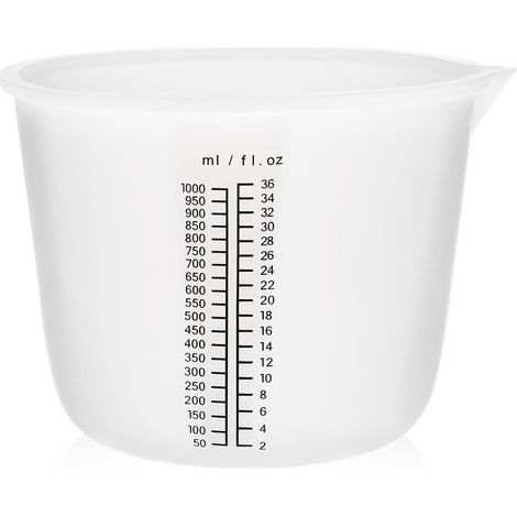 Grand Mesurer en Silicone, 1 Pièce Verre Doseur Silicone 1L, avec Gradué, Bol Doseur pour Resine Epoxy, Tasses à Mélanger Antiadhésives, pour Moule (1/5)