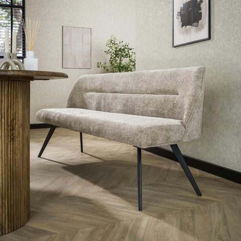 Banquette de salle à manger en velours texturé sable 180 cm MELBOURNE (1/2)