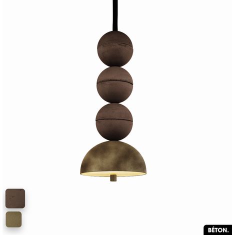 Lampe de suspension en béton velours - BOSFOR CONCRETE VELVET CHOCOLAT - PEYOTE 3 BALLES LED 14W (1/2)