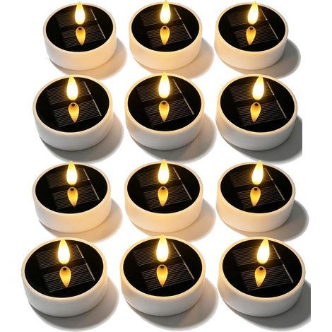 Bougie solaire balle flamme vacillante LED blanc chaud allumage auto lot12 (1/5)