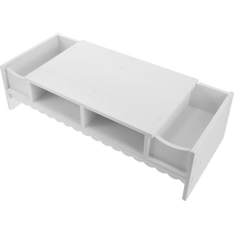 Support Écran Blanc en Pvc Multifonction Étagère de Rangement sous Bureau, Facile à Fixer, pour Organiser Lunettes, Clés et Télécommande Bureau (1/5)