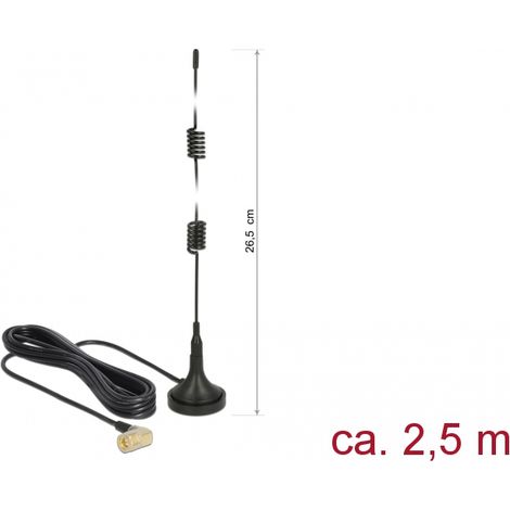 Delock LTE Antena macho SMA 90Â° 2,5 dBi omnidireccional fija con base magnÃ©tica y cable de conexiÃ³n RG-174 2,5 m para exteriores negro