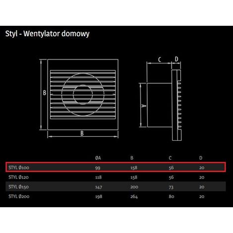 Ventilador Dospel styl 100s 15 W 100 m3/h