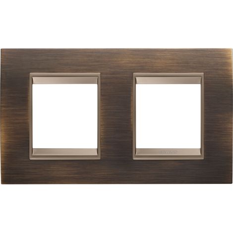 PLAQUE LUX 2+2P H MÉTAL LAITON GEWISS GW16223XQ