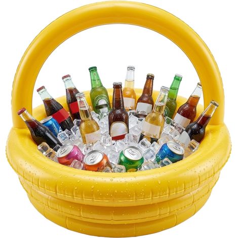 Glacière à glace pour panier de pique-nique gonflable (63 x 61 cm, jaune) – Glacière spacieuse avec poignée pour boissons et collations, parfaite pour les fêtes dans le jardin, les barbecues et les pi (1/5)