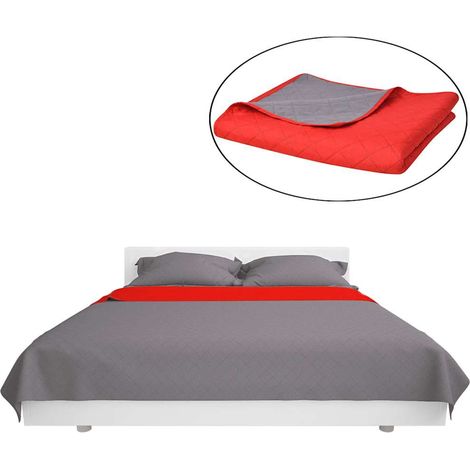 vidaXL Cubrecama acolchado doble cara 230x260 cm rojo y gris (1/2)