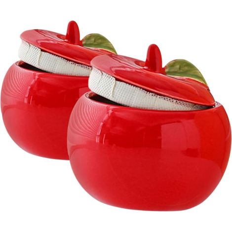 2 Pièces en Céramique Pomme Récipient en Céramique Traiter Pot À Biscuits avec Couvercle Pot De Bougie De Noël Sauce Poivre Pot À Condiments À Épices Pot À Thé Boîte De Cuisine (1/5)