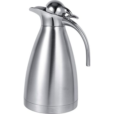 Thermos, Pot Pichet isotherme café théière double paroi thermos isolé sous vide bouteille d'eau chaude en acier inoxydable(2L-Argent) (1/5)