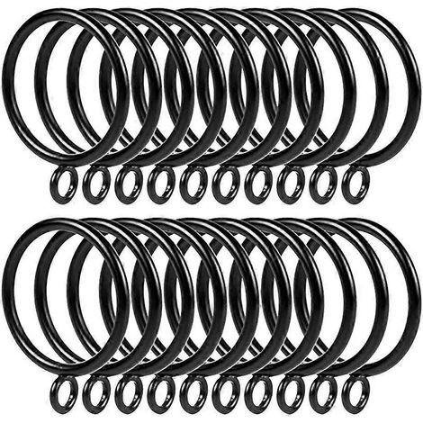 24 Stück robuste Gardinenringe, praktische Gardinenbefestigung, Gardinenclip-Haken, Gardinenaufhänger für Zuhause (Schwarz, 38 mm)-3.80X3.80X1.20CM-Black (1/2)