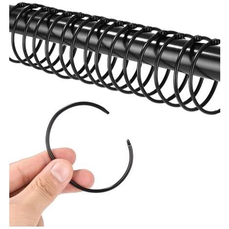 42 Pièces Anneaux de Rideau à Ouvrir de 50 mm - Clips Métalliques pour Rideaux et Tringles de Douche (Noir) (1/5)