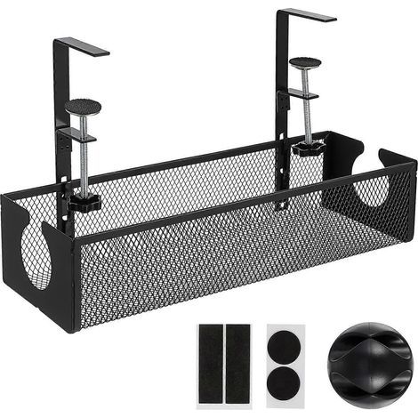 Kabelmanagement für unter den Schreibtisch, Kabelorganizer, Kabelablage aus Metall für die Verwendung unter dem Schreibtisch, für das Homeoffice – 34,00 x 12,00 x 7,50 cm – Schwarz (1/4)