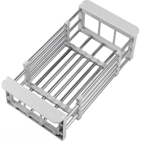 Égouttoir à vaisselle extensible, en acier inoxydable, pour évier, gris, largeur 16,8 cm (1/5)