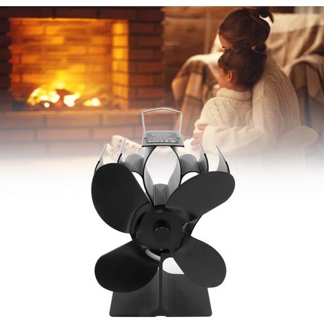 Ventilador de 4 aspas para estufas de leña y chimeneas LT375 Negro Diámetro 152 mm Arranque automático Resistente a la temperatura (1/5)
