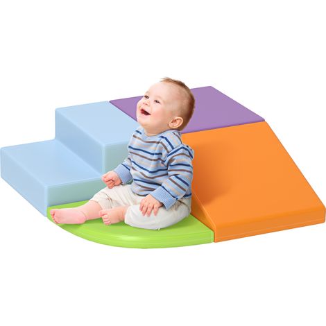 4 blocs construction XL - modules motricité - mousse EPE polyuréthane, vert orange violet et bleu