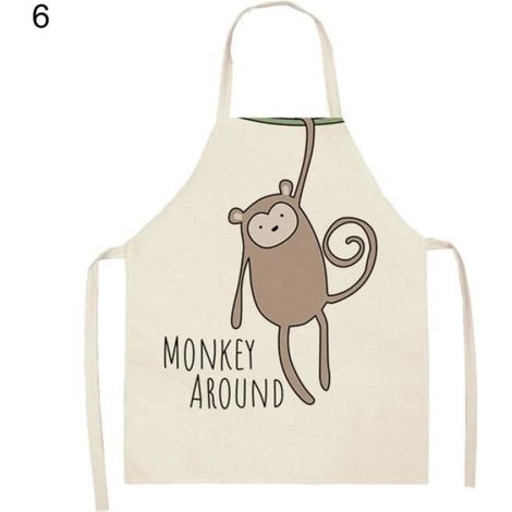 TABLIER DE CUISINE Tablier confortable en coton lin, sangle de bande dessinée mignonne motif style-6-S8 (1/2)