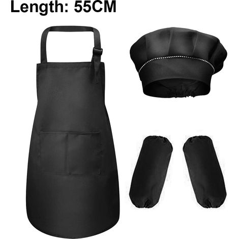 set composto da grembiule e cappello per bambini con maniche, grembiule da chef per bambini per la cucina