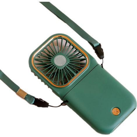 Mini ventilateur portable, petit ventilateur à piles faisant office de batterie externe, de support pour téléphone et de ventilateur portatif. (1/5)