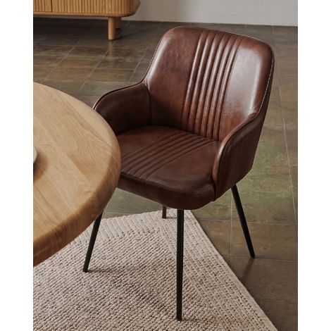 Léon - Chaise en cuir et métal avec accoudoirs (1/5)