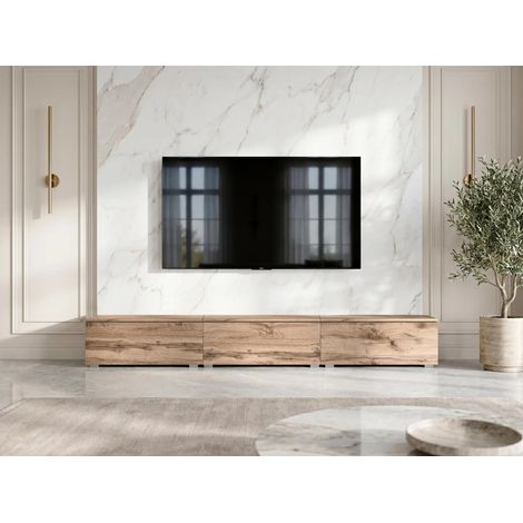 AX LIVING Barvo 3x100 cm TV Kommode Lowboard Braun Eiche Wotan Stehend