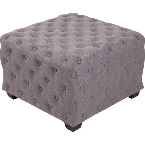 Pouf trapuntato Nimes in tessuto grigio (1/4)