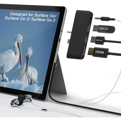 usb Station de docking Surface Go 4 avec hub USB 3.0/2.0, sortie HDMI 4K@30Hz et jack audio 3.5mm (1/5)