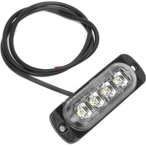 Feu clignotant 12 V à 4 LED, jaune-blanc, lampe de signalisation, étanche IPX-4, pour voiture, moto, camion