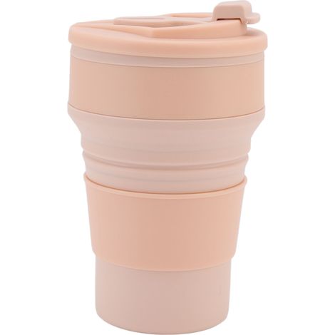 Tasse pliable en silicone 500ml, résistante à la chaleur, idéale pour voyage et extérieur, rose, gobelet rétractable pour boissons chaudes (1/5)