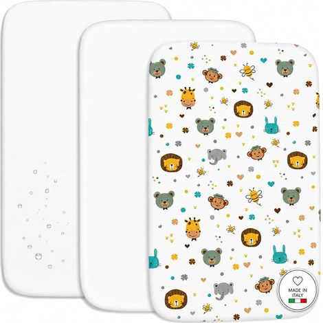 Soft Cotton Fitted Sheets Elasticated Bed Linen Cot Mattress Jungla 75 x 35 cm (1/3)