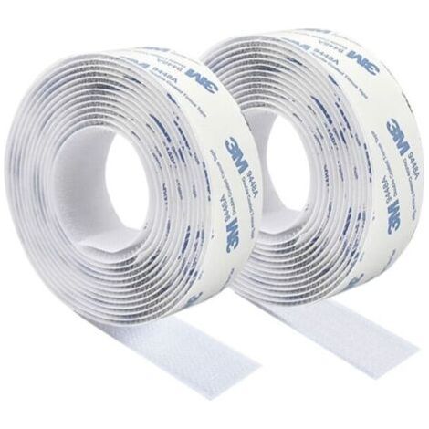 3M Double Sided Self Adhesive Scratch, Strong Double Sided Adhesive Tape White Nylon No Trace Adhesive Grip Tape 3m×2cm for Floor Carpets Cushions and Clothes (1/4)