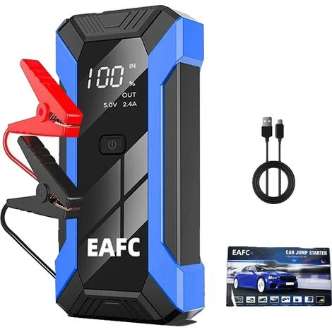 Arrancador de coche, corriente máxima de 1200 A, luz LED de emergencia, 1200 A (1/2)