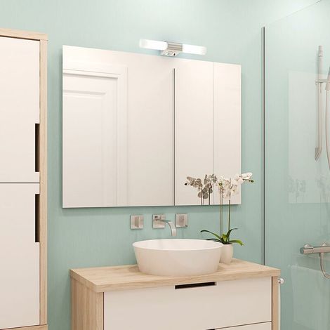 Applique murale salle de bain LED 32W – 2 ampoules 16W – Lumière blanche chaude 3000K – Métal chromé – IP44 pour humidité (1/4)