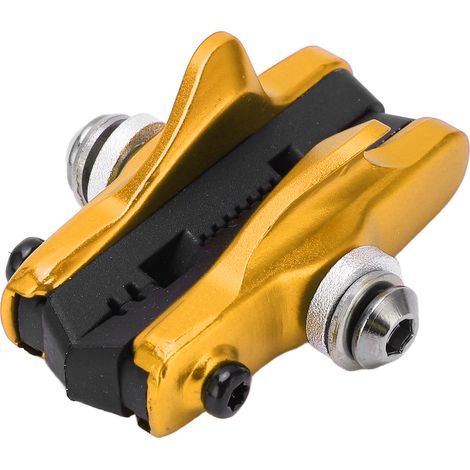 2 Pièces Blocs Frein Caoutchouc Mi.xim Type Tiroir Alliage Aluminium Patins Vélo Faible Bruit Anti-Friction Or (1/5)