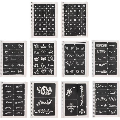 Manuel des gabarits de tatouages A511-A520 : 147 motifs, gabarits de tatouages temporaires, tatouages au henné, tatouages à l’encre, tatouages à l’aérographe, tatouages à paillettes, gabarits disponib (1/5)