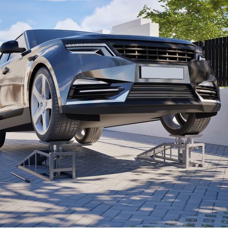 Verstellbare Autoauffahrrampen 2er-Set, Stahl, max. 2000 kg, grau OKMYHOME (1/5)