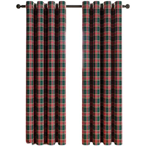 Rideaux à Motif Tartan/Plaid Écossais - Décoration de Fenêtre - Filtre à Lumière - Style Ferme avec Oeillets (1/4)