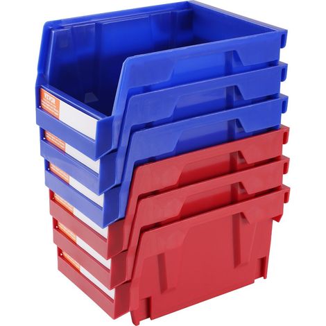 Bac de rangement plastique empilable 24 pièces, 5x4x3 pouces, cuisine, bureau, placard, rangement efficace bleu/rouge (1/5)