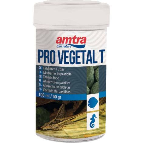 Set 6 pezzi Amtra Pro Vegetal Tabs 100ml: Set 6 pezzi Amtra Pro Vegetal Tabs Mangime in compresse affondanti a base vegetale per pesci d'acqua dolce e salata