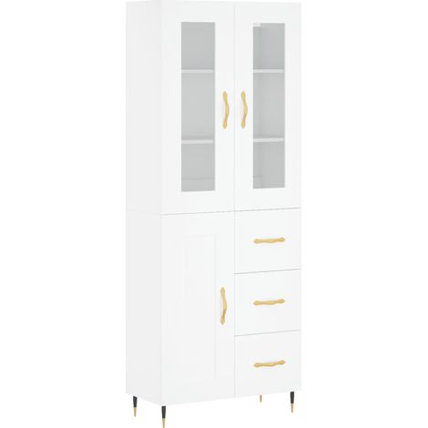 Maison Exclusive - Buffet haut Blanc 69,5x34x180 cm Bois d'ingénierie (1/5)
