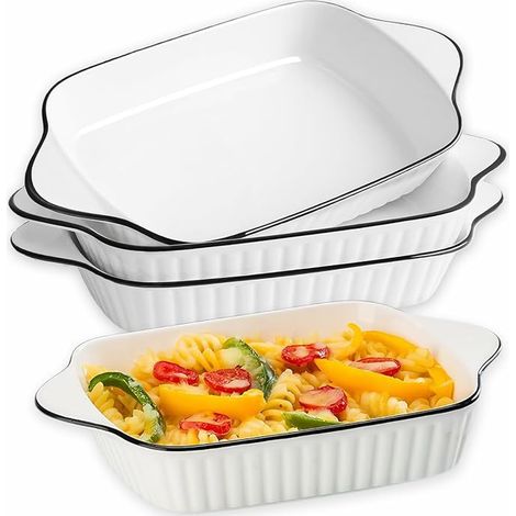 Ceramic Baking Dish, Litre, Small, 26.5 x 14.5 x 5 cm, Rectangular, Grill Pan with Handle, Lasagne Moulds for Airfryer, Oven Plates (1/5)
