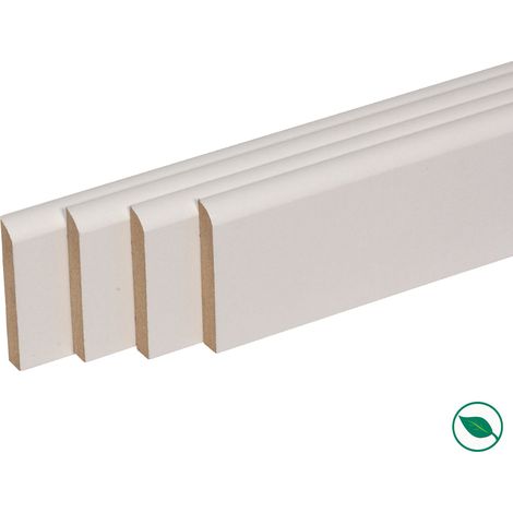 Pack de 4 plinthes bord arrondi MDF revêtues blanc 2400 x 120 x 19 mm PEFC 70% (1/2)
