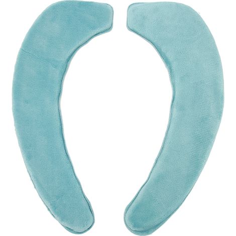 Lot de 2 housses de siège WC en flanelle bleu clair, antidérapantes, autocollantes, lavables et ultra douces. (1/5)