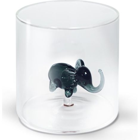 BICCHIERE DA ACQUA ELEFANTE IN VETRO SOFFIATO
