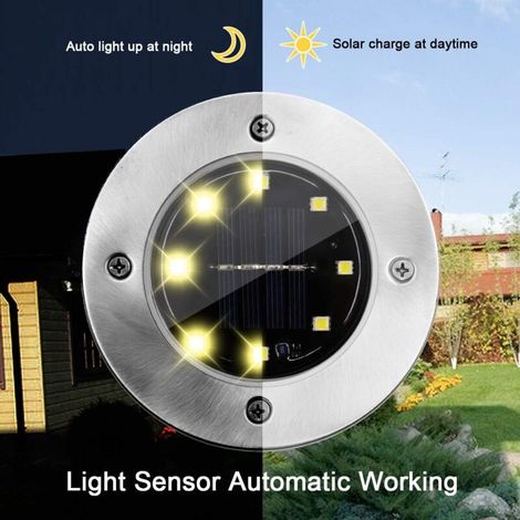 Pack de 8 spots lampe solaire jardin – IP65 étanche – Blanc chaud – Idéal pour contre-allée, massif surélevé ou zone de passage