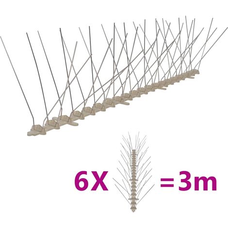 vidaXL Set de hileras 6 pinchos contra pájaros y palomas 4 filas 3 m (1/5)