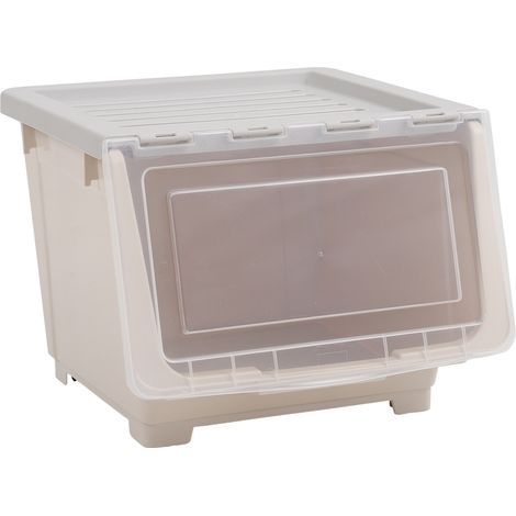 Stackable Plastic Storage Box with Lid and Wheels (1/3)