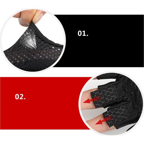 Atmungsaktive und rutschfeste Gewichtheberhandschuhe für Damen, leicht, mit Handflächenschutz, Halbfitnesshandschuhe XG31 Schwarz M (1/5)
